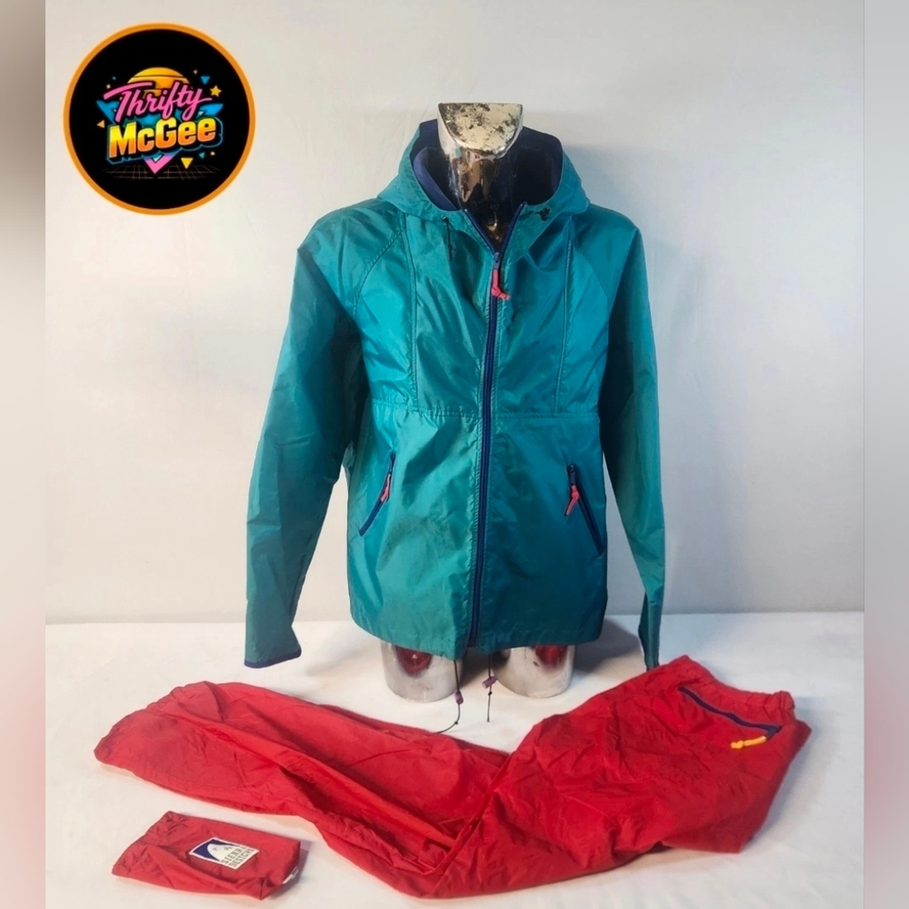 Teal and Red Windbreaker Jacket